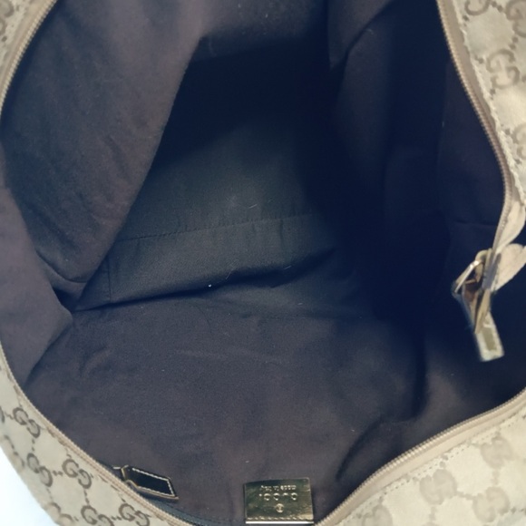 Gucci GG Monogram Large Web Handle Bucket Tote Gold - Picture 14 of 15